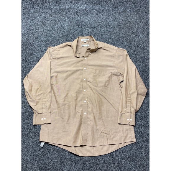 Geoffrey Beene Other - Geoffrey Beene Men Tan Pinpoint Oxford Button Down Shirt 17.5 34/35 Wrinkle Free